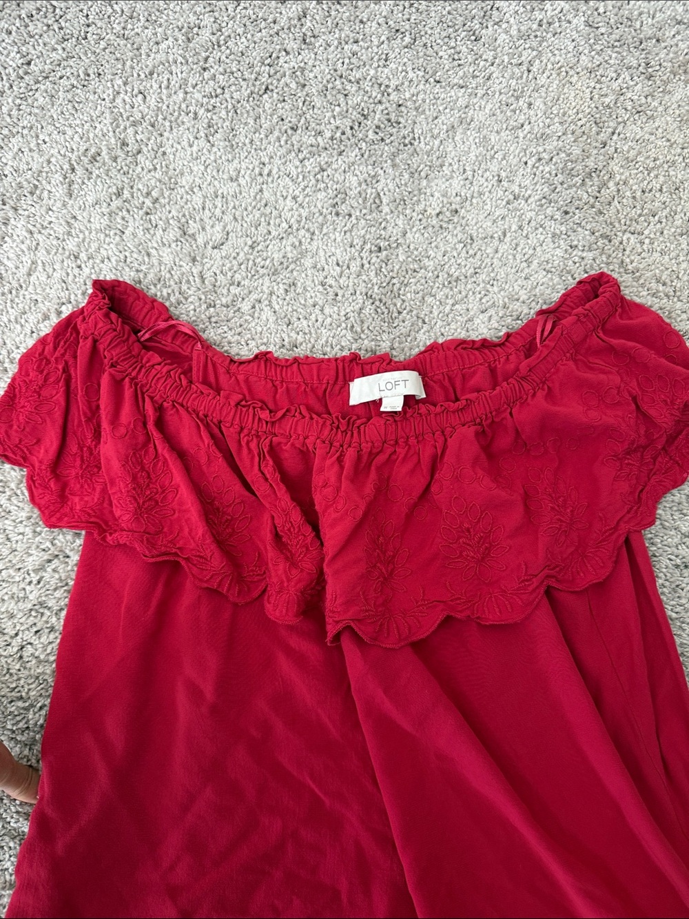 LOFT Red Off-Shoulder Ruffle Top - Picture 3 of 3